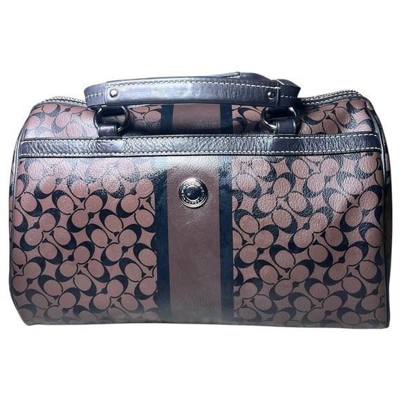 Coach Chelsea Heritage Brown & Black Coated Leather Satchel Handbag F1069-F15132 - Picture 1 of 16